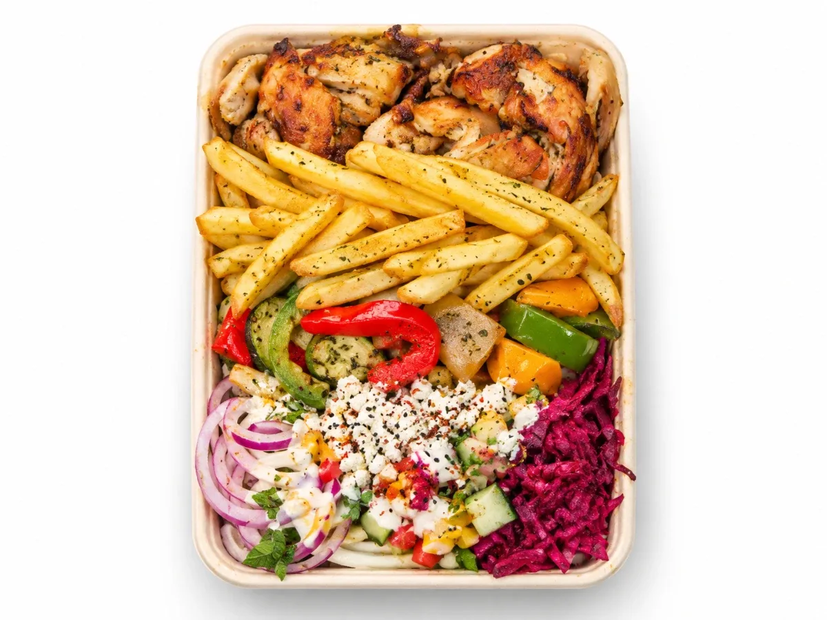 Chicken Döner Gemüse Plate with Fries