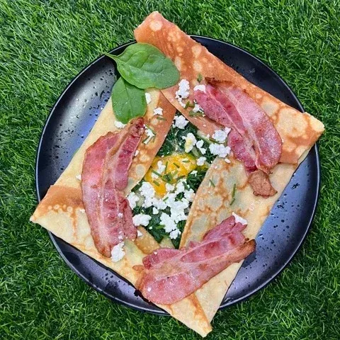 Crêpe - Spinat, Æg, Bacon & Feta